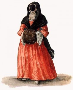 Giovanni Grevembroch, XVIII ème siècle, femme portant la Moretta