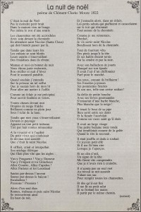 Extrait de poème "La nuit de Noël" de Clément Clarke Moore en 1822